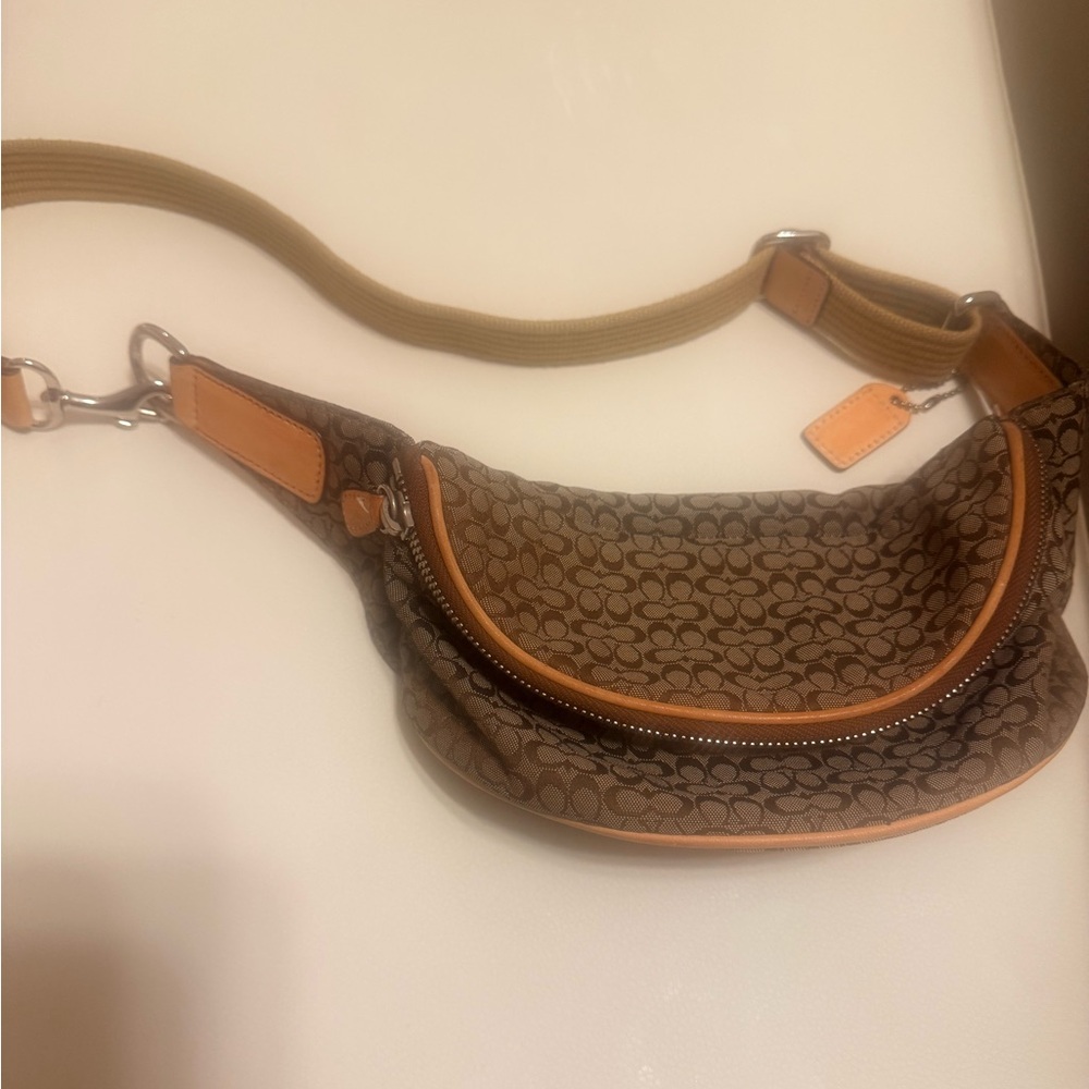 Coach Tan and Black Signature Bag